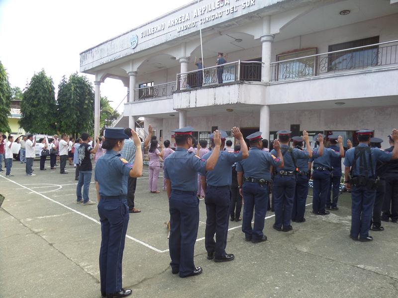madridststion's tweet photo. Conduct of Monday Flag Raising Ceremony held at Madrid Municipal Grounds http://t.co/M1Z1RJJqgO