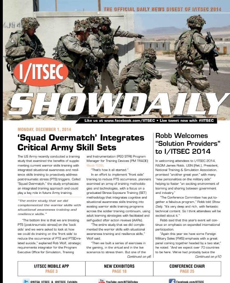 NDIAToday's tweet image. Today's edition of #IITSEC show daily bit.ly/IITSEC_Day1 @IITSECshowdaily
