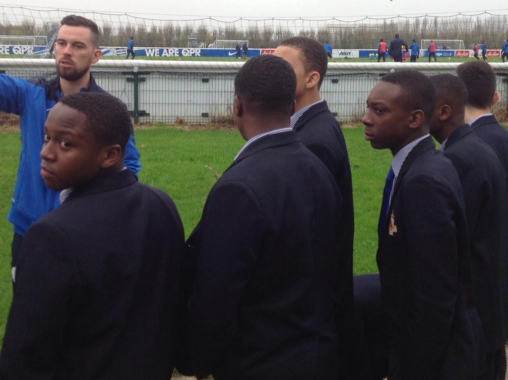 BDAsport's tweet photo. Year 10 sport and Thought group beginning their visit to @QPRtrust with a Training ground tour. @burlingtondanes http://t.co/JQZzSmXLPK