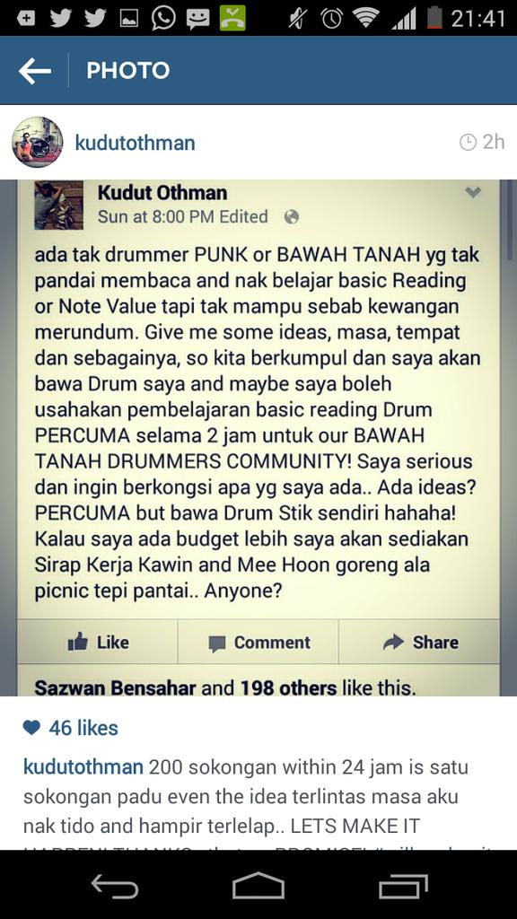 ZeSpoooky's tweet photo. A wonderful effort by @kudutothman to help other fellow musicians. Salute! http://t.co/OcQSsYNsGt