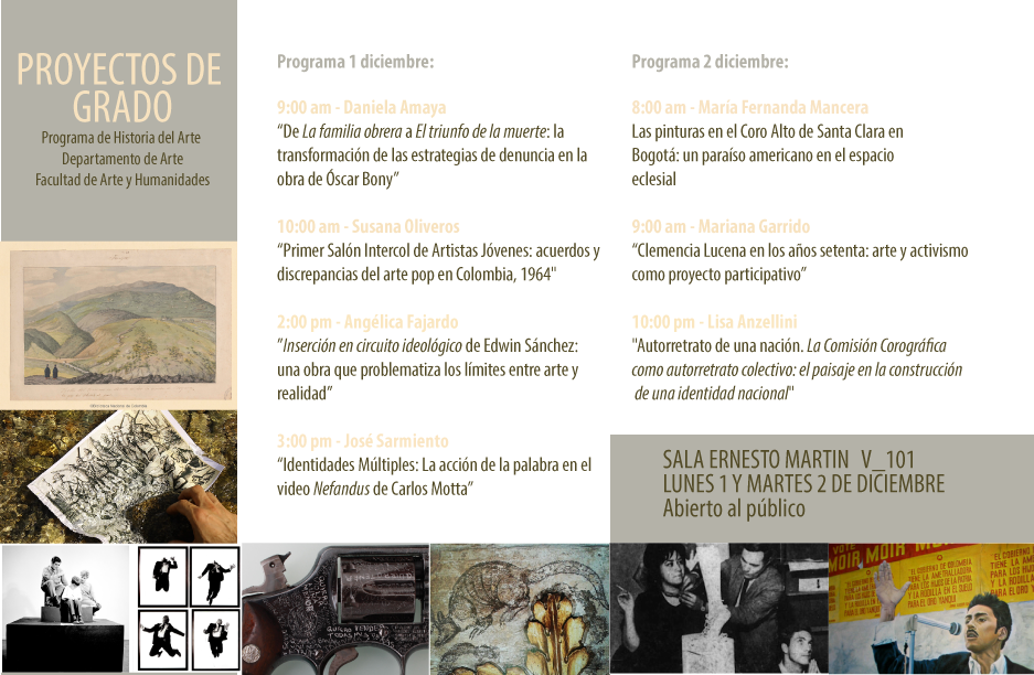 ArteUandes's tweet photo. HOY y mañana sustentaciones de los Proyectos de grado de Historia del Arte abiertas al público http://t.co/66CH2tY8YR http://t.co/uTgrvkobX2