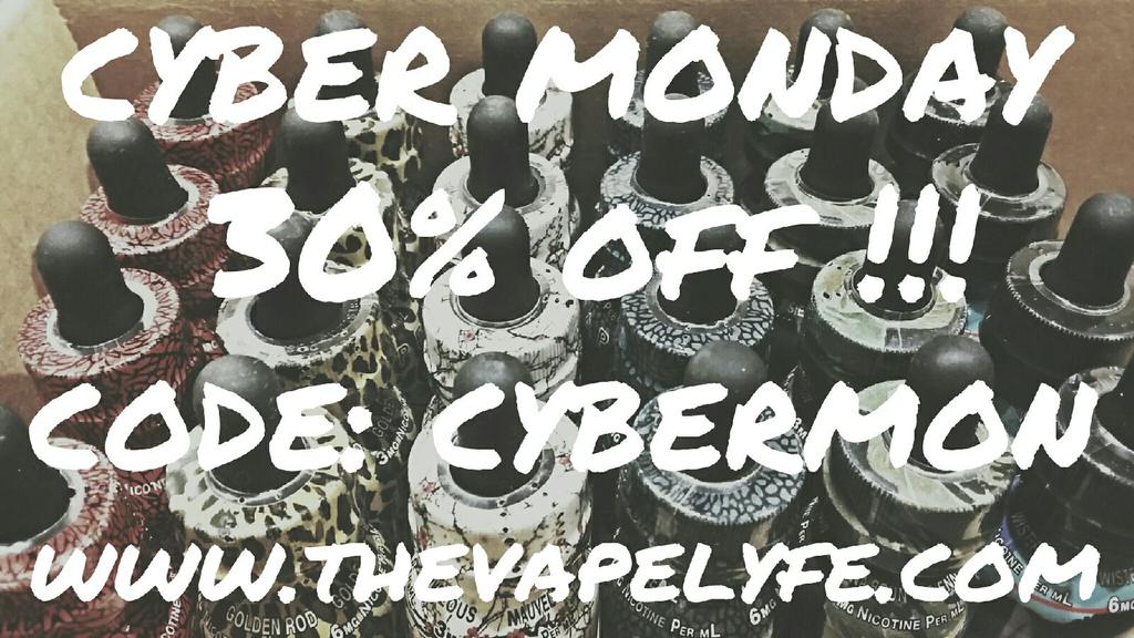 VAPELYFE's tweet image. CYBER MONDAY!!
30% OFF
 THEVAPELYFE.COM 
Code: CYBERMON 
#vapelyfejuice #vapelyfe