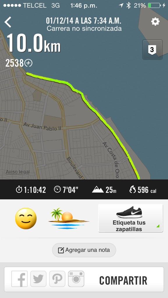 adanafl's tweet photo. Corrídita Pa empezar el último mes del 2014, y la semanita ! #10km #sicomono # sumandokm #feliz #asilascosas http://t.co/1od5osGfri