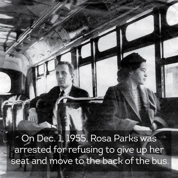 On this day in 1955, #RosaParks refused to move to the back of the bus. bit.ly/1yahxqZ #civilrights
