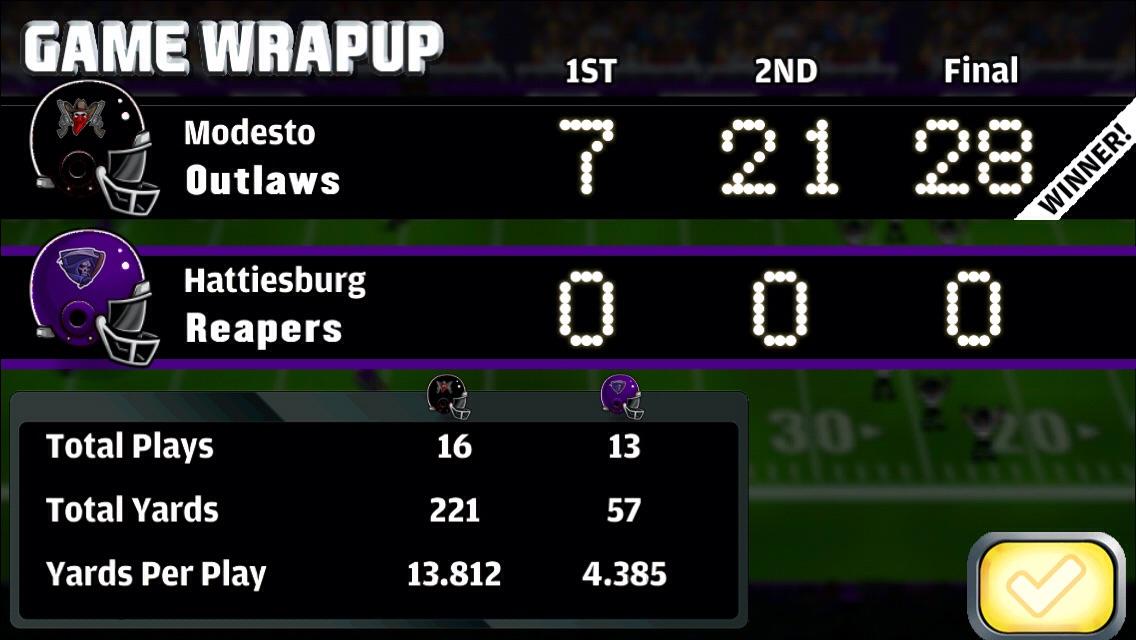 The Outlaws just beat the Reapers, 28 - 0. #football #fbheroes
appstore.com/footballheroes…