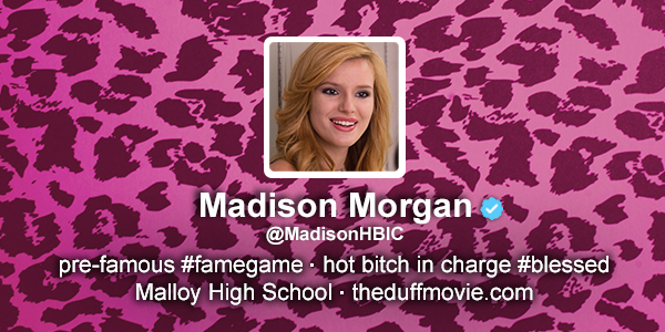 TheDUFF's tweet photo. Madison Morgan: running Mallory High 140 characters at a time. #TheDUFF @bellathorne http://t.co/LsJtxn1g2k
