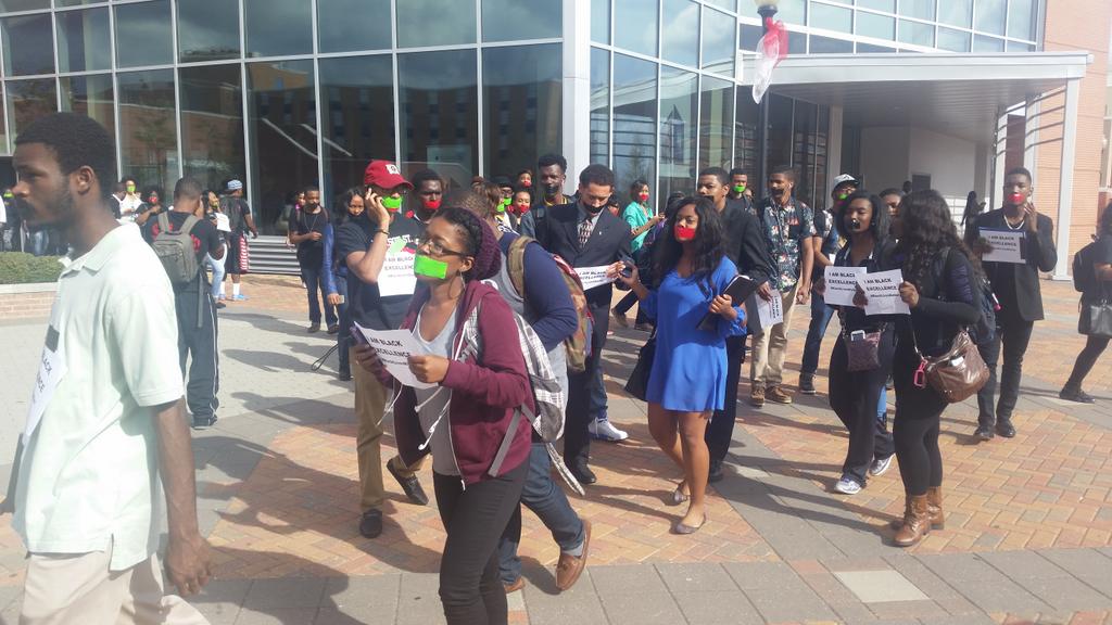 Hundreds of students at JSU join nationwide Ferguson protest. #HandsUpWalkout