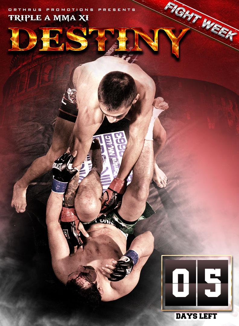 TripleA_MMA's tweet photo. FANS, ARE YOU READY FOR TRIPLE A MMA XI: DESTINY? GO TO http://t.co/OPWcuNtIR1 FOR TICKETS! #CountdownBegins #5Days http://t.co/8C6MU3eKoQ