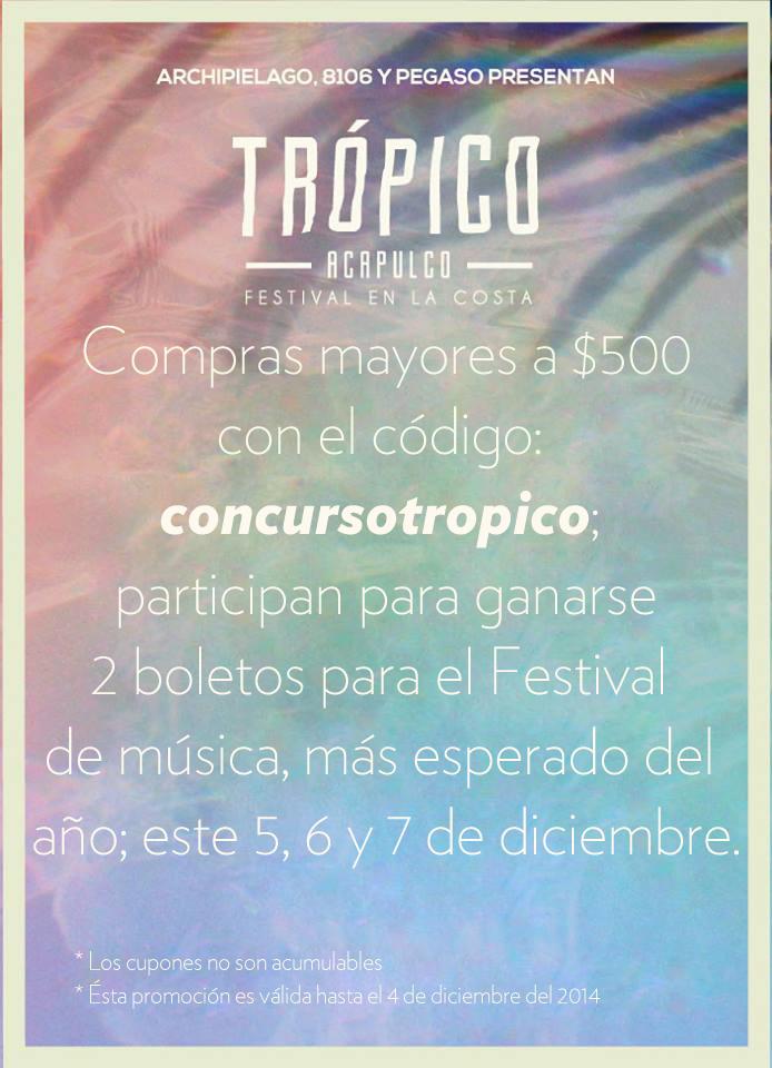 SnobCultural's tweet photo. Concurso boletos @Tropicomx con @sacional; enterate como puedes concursar en: http://t.co/KAIVDrD0TJ http://t.co/OGE25VAk8d