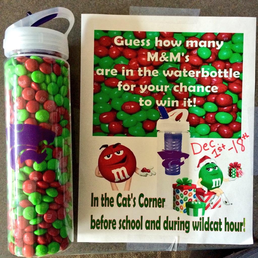 WildcatSupply's tweet photo. Oh look! Here's that M&amp;M filled water bottle you've always wanted. #HolidayGiveaway 
❤️💚❤️💚❤️ http://t.co/cuDZS0HKvI
