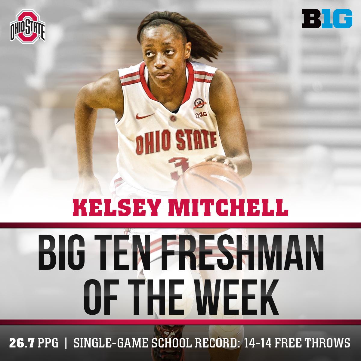 Congrats to your <a href="/B1Gwbball/">Big Ten Women's Basketball</a> Freshman of the Week <a href="/Kelz_Hoop/">Kelsey Mitchell</a> go.osu.edu/uc7