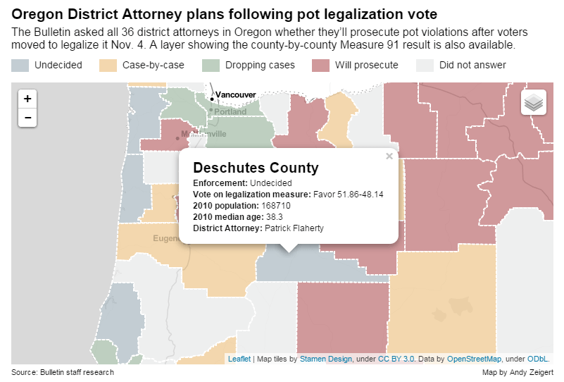 Interactive map: Oregon DAs differ on how to handle marijuana cases going forward j.mp/1yCPwrY