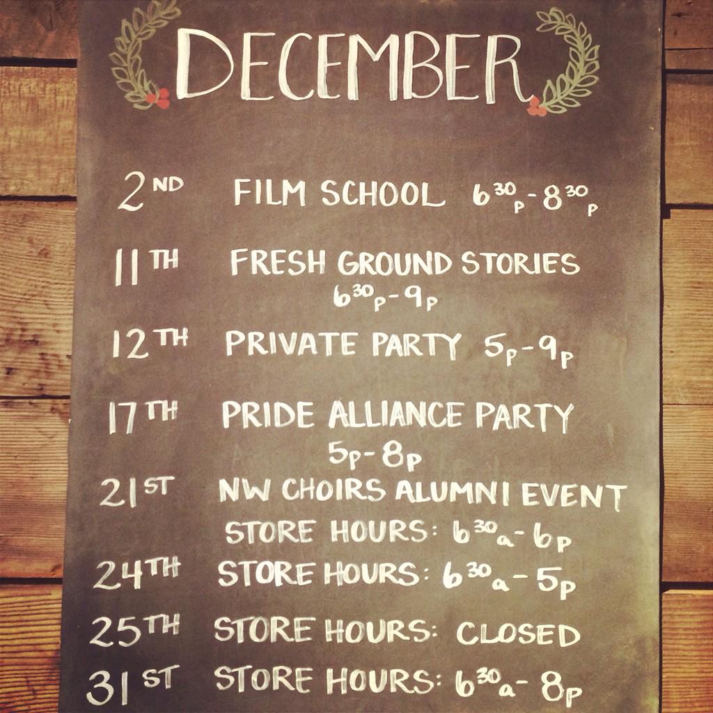 RoyStCoffee's tweet photo. Check out this month's event calendar. #busy #coffeejourney #roystreet #🎄 http://t.co/xSHehmHP2J