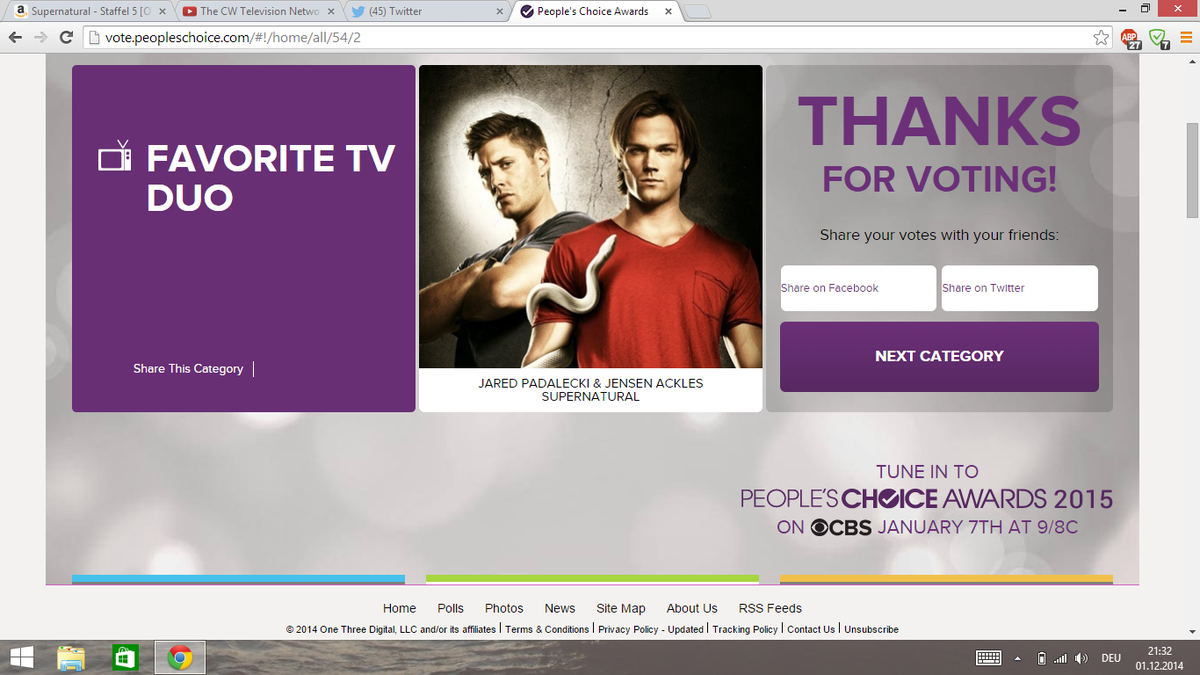 JenFyles's tweet photo. Fav Actor
http://t.co/9IbW8RehrG
Fav Show
http://t.co/Dzc9Td6LG7
Fav Duo
http://t.co/KOdZjapYRn
#VoteForSPN http://t.co/l1dMurAbcm