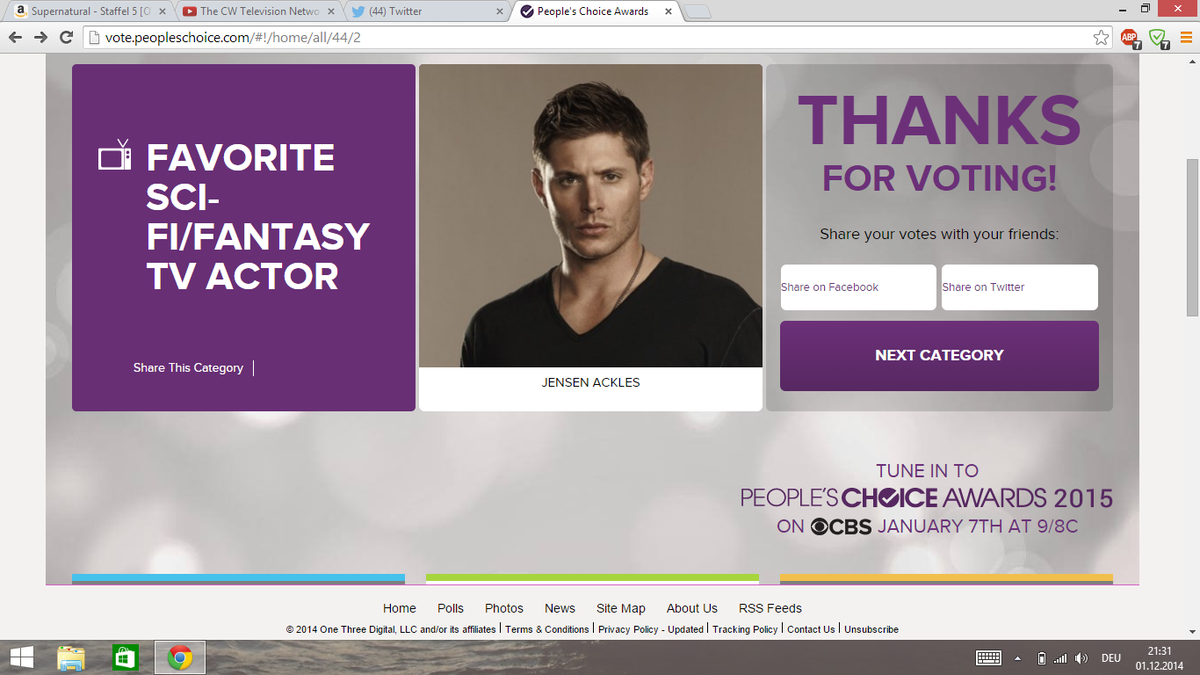 JenFyles's tweet photo. Fav Actor
http://t.co/9IbW8RehrG
Fav Show
http://t.co/Dzc9Td6LG7
Fav Duo
http://t.co/KOdZjapYRn
#VoteForSPN http://t.co/l1dMurAbcm