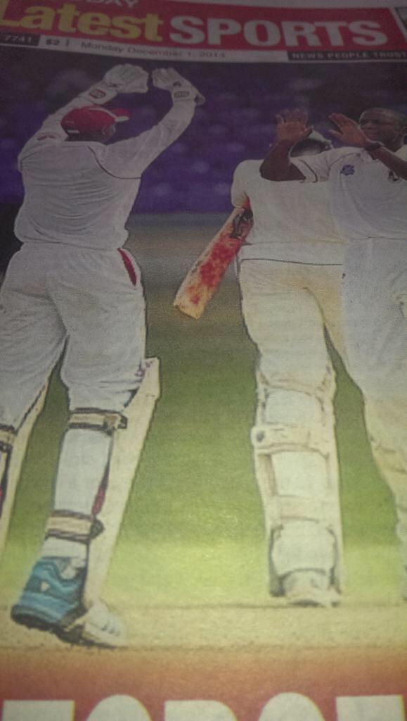OldOwenscc's tweet photo. Our very own Dan St Clair was Trinidad back page news yesterday! #ThreeFa #Debut @ttcb_info @WindiesRegional http://t.co/TC9XGSwxoJ