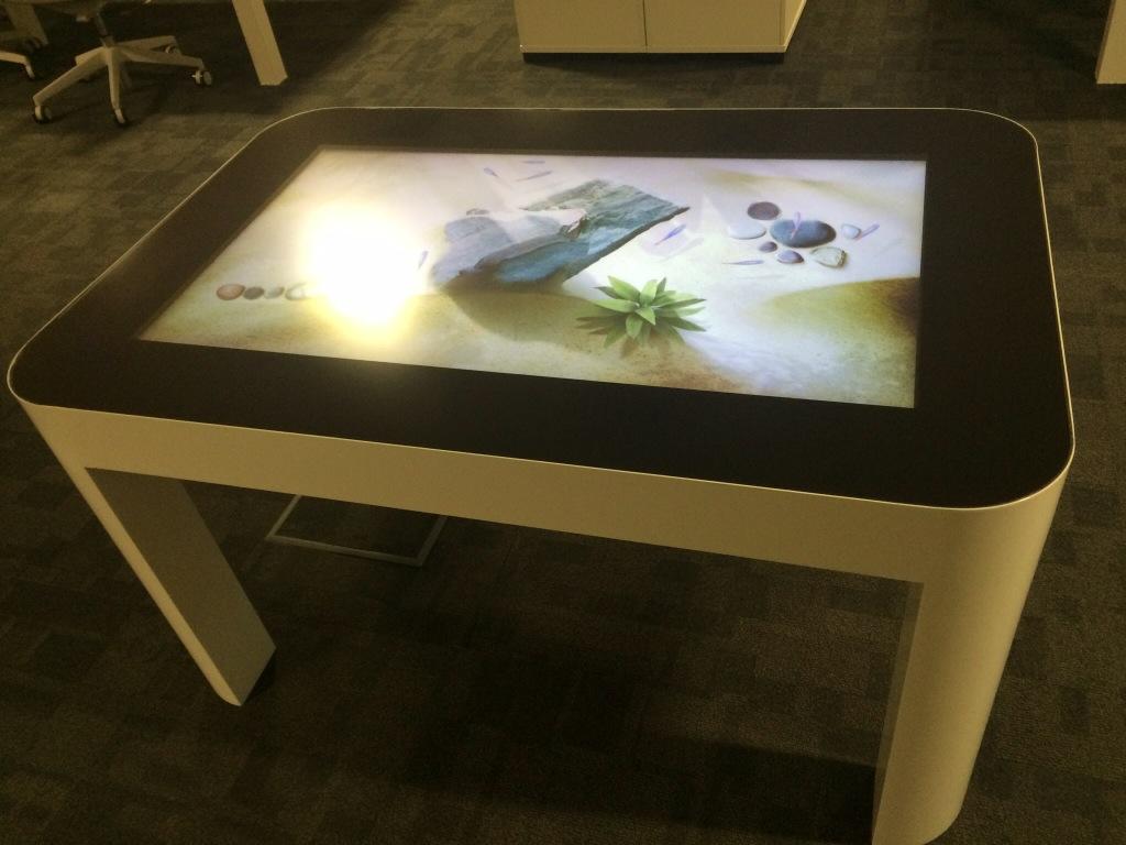 A nice tidy install of a U Touch Sync Table, for finger controlled presentations. Very Nice unit, great in white!!