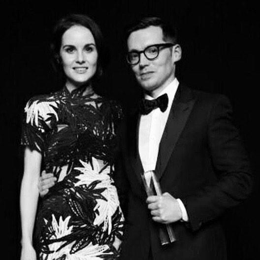 BFC's tweet image. Michelle Dockery with @erdem - winner of the Womenswewar Designer of the Year Award #BFA
