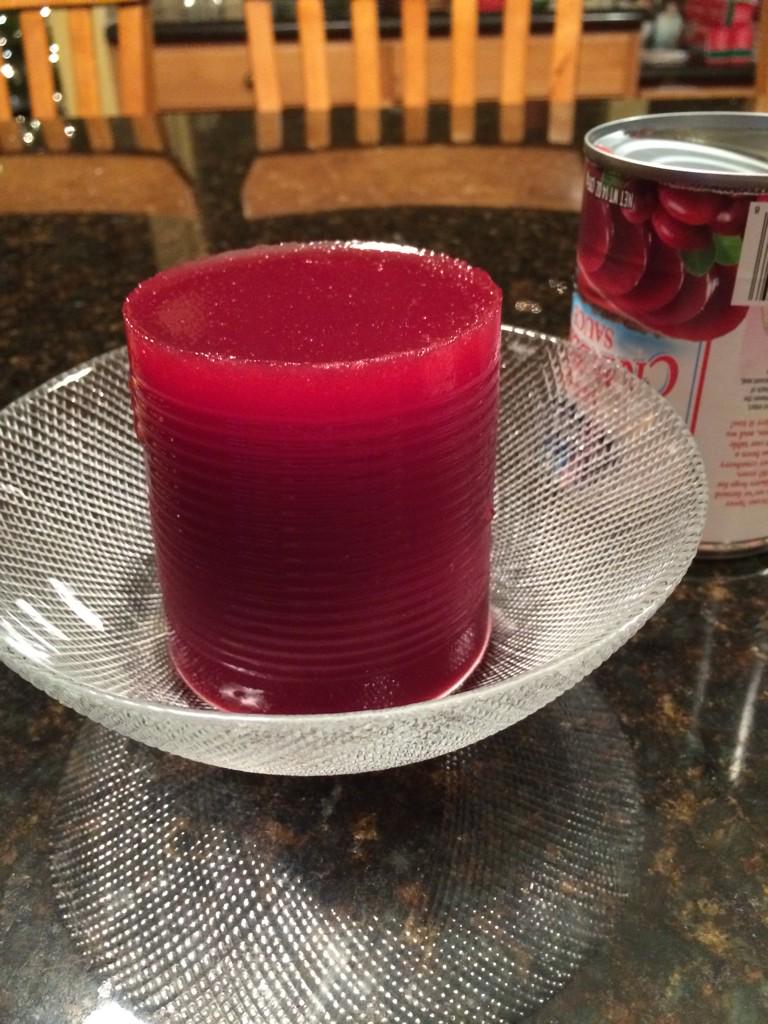 TamburriNicole's tweet photo. So I really wanted to know what cranberry sauce looks like standing up. #curiosity101 #isthisfood? @ava_merz http://t.co/6PmcPeIeF2