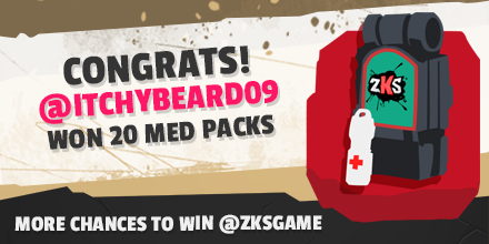 ZKSGame's tweet photo. Congrats @ItchyBeard09! You won 20 #Medpacks for #ZKS DM us to claim your prize http://t.co/47QR9xPlBw