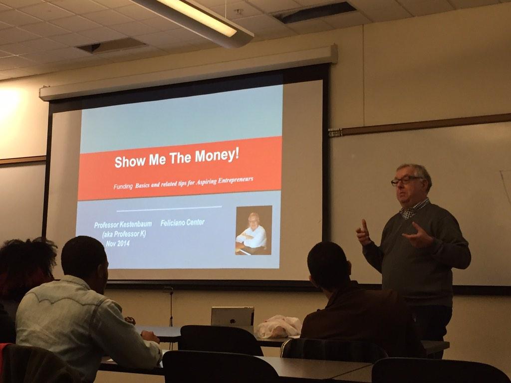 profmalaga's tweet photo. Prof Kestenbaum talks to entrepreneurship students about money @FelicianoCenter http://t.co/YIifWpyjAs