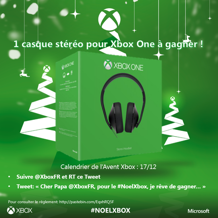 XboxFR's tweet image. CONCOURS Calendrier de l'avent #Xbox 17/12: RT + tweet "Cher Papa @XboxFR, pour le #NoelXbox, je rêve de gagner…"
