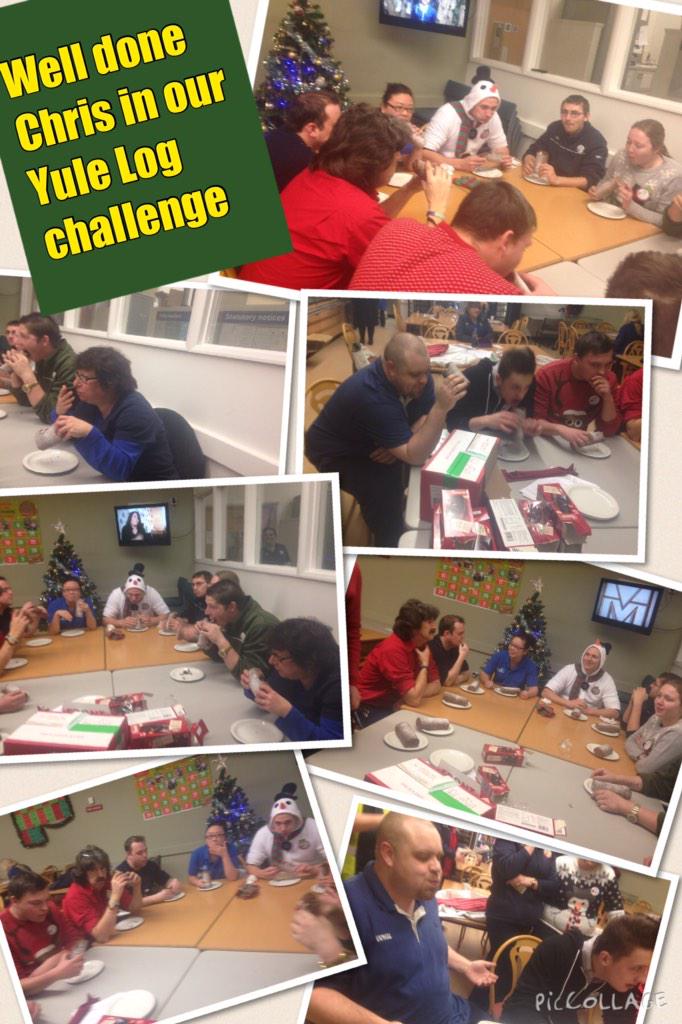 ODuckenfield's tweet photo. Well done to @MrDillon82 for winning our Yule log challenge, although great effort by all #feelingsick #funatxmas http://t.co/LhHaCuCYJw