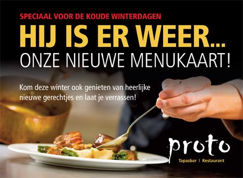 TapasProto's tweet photo. Hij is er weer! De nieuwe dinerkaart van Proto! http://t.co/NJeCxEue4E