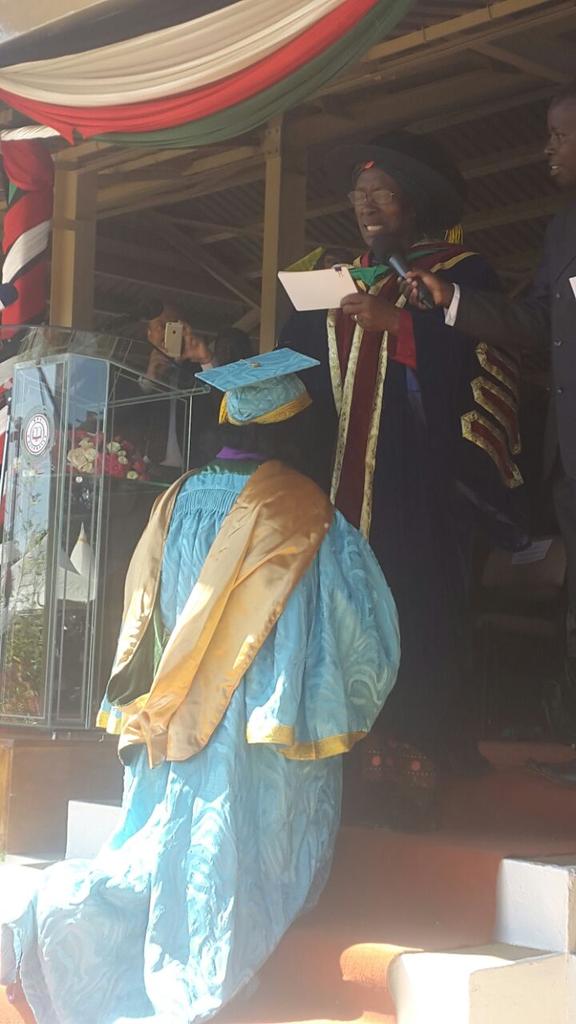 ForeignOfficeKE's tweet photo. Moi University Chancellor Prof. Miriam Were awards @AMB_A_Mohammed  with Doctor of Letters Degree. http://t.co/rzvEeVn14S