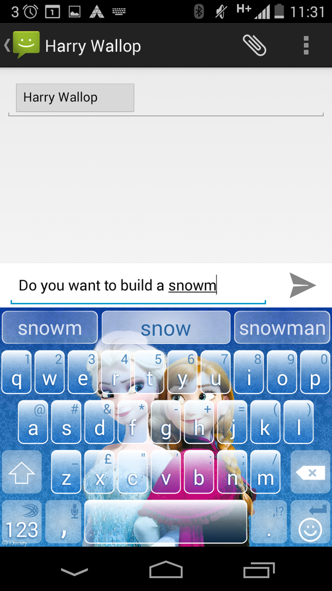 SarahSwiftKey's tweet photo. @hwallop For the first time in forever... Frozen comes to your smartphone's keyboard. Merry Christmas Mr Wallop! http://t.co/juA6AJRw6a