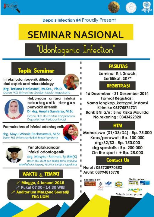 <a href="/palladium11/">FKG UGM 2011</a> Depas Infection #4 proudly present: Seminar Nasional "Odontogenic Infection"
GRAB IT FAST!