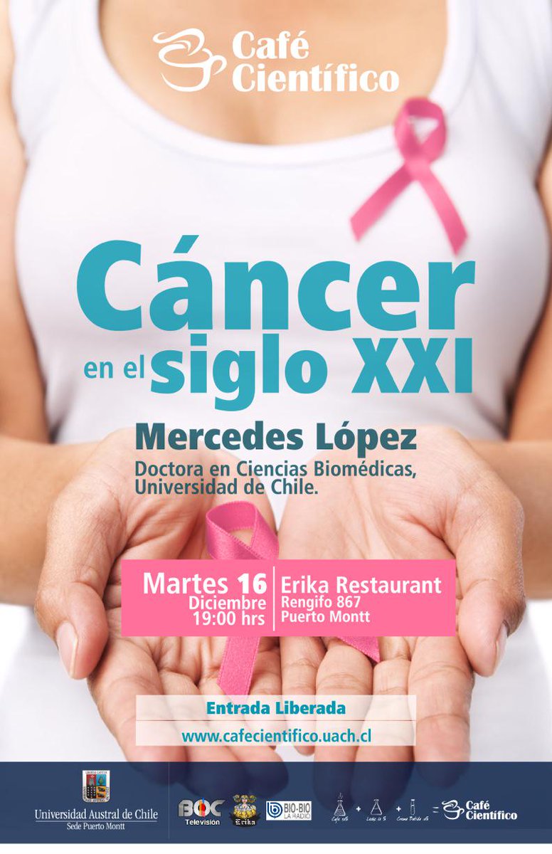 HOY 19 hrs #PuertoMontt: Café Científico "Cáncer en el Siglo XXI", gratuito! cafecientifico.uach.cl <a href="/CulturaLosLagos/">CulturasLosLagos</a>