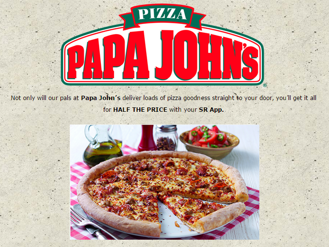 StuRecGlasgow's tweet photo. You dont have to leave the house all winter, @PapaJohns are offering half price pizza! http://t.co/8ZFN8TonfO http://t.co/KhmJ1KREBs