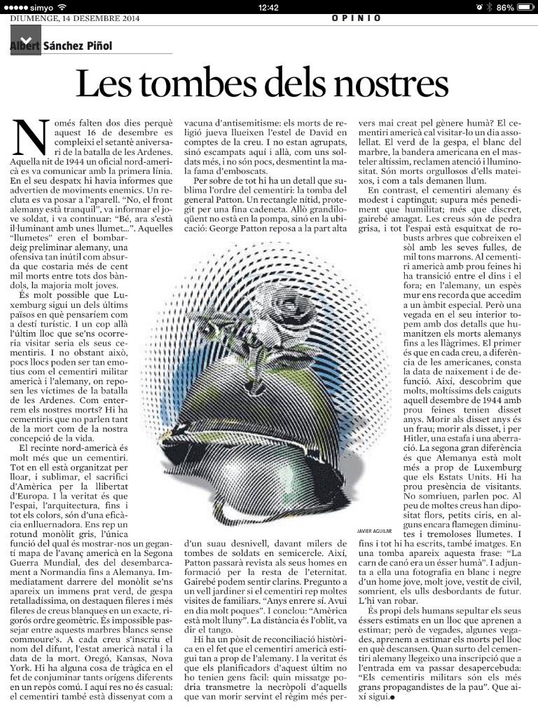 toniterim's tweet photo. Commovedor article d'Albert Sánchez Piñol @victus1714 de lectura obligatòria. http://t.co/w4cD7eyZxH