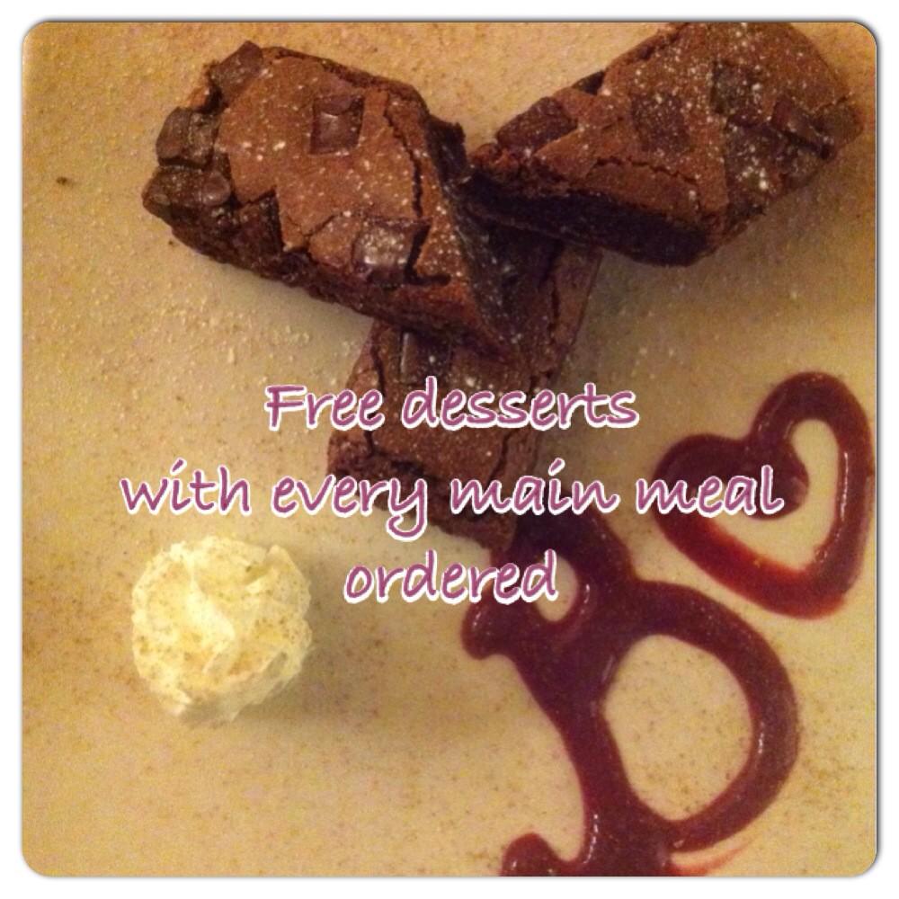 Today's window offer is...free dessert with every main dish! Just remember to quote #12DaysOfChristmas when ordering