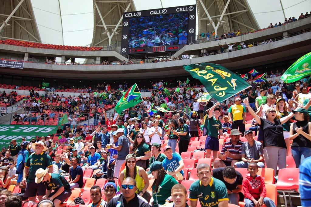 NMandelaBay's tweet photo. @SouthAfrica7s @bokrugby @Blitzboks @KyleBrown7s supporters going strong... #nmb7s #mynelsonmandelabay http://t.co/7uv4rkiB3M
