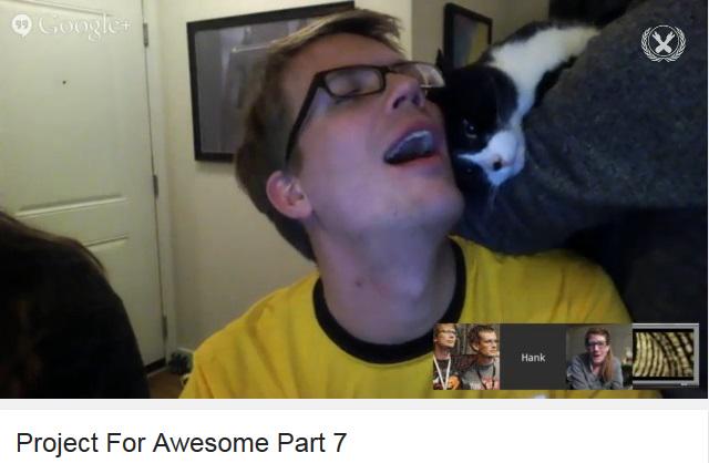 personandme's tweet photo. #KittyTime! I took this screenshot when @hankgreen was been caressed by his cat. It's so cute! >w< #butfart http://t.co/loXQDNfehs