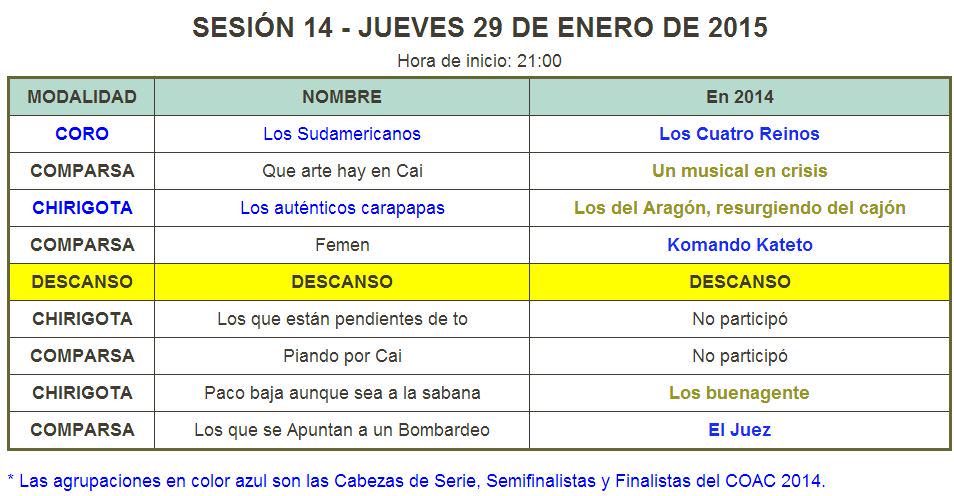 CarnavalCadizTV's tweet photo. SESIÓN 14 - JUEVES 29 DE ENERO DE 2015
#SorteoCOAC2015 : http://t.co/UsBNlaAiKX #COAC2015 http://t.co/ceUgYStczR