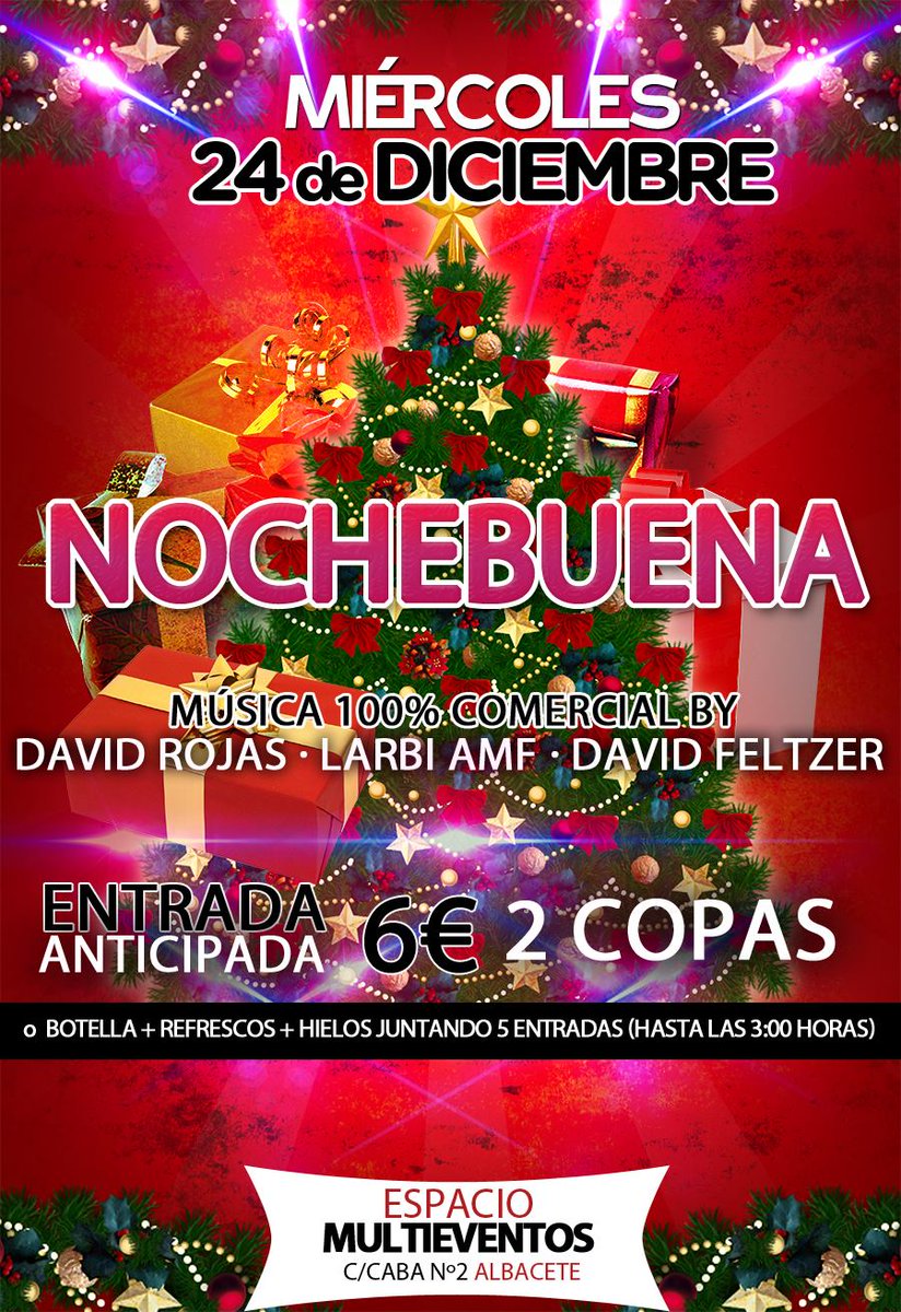 sin plan para #Nochebuena? creo que ya lo tienes y de la mano de <a href="/davidrojas_dj/">David Rojas</a> <a href="/davidfeltzer/">DΛVID FELTZER</a> @LarbiAmf #albacete ! <