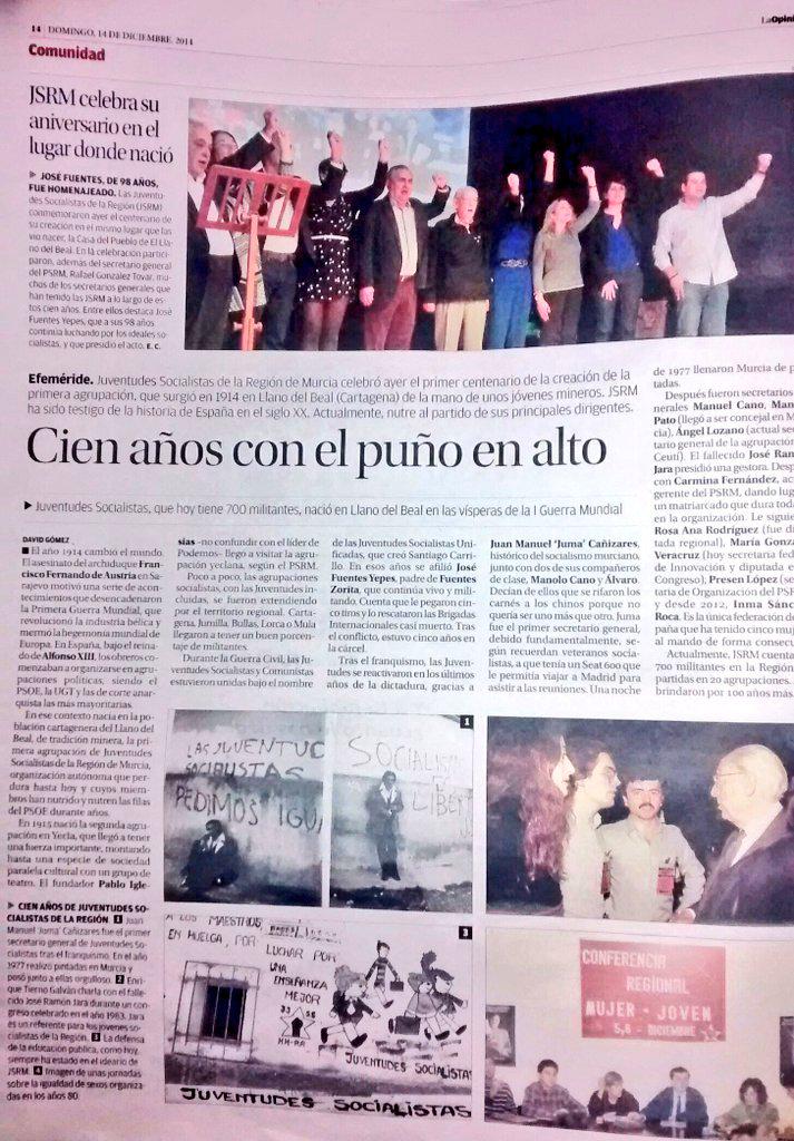 josantcampos's tweet photo. Cien años con el puño en alto.
La crónica del #CentenarioJSRM en el @diariolaopinion de Murcia. http://t.co/rFh7L1YQKd