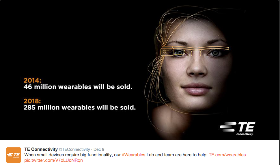 haptter's tweet photo. via @TEConnectivity: #Wearables figures growing. Good for @FirstV1sion & #haptter TOUCH & FEEL #4DVideo #technology http://t.co/euFBSdxuw5