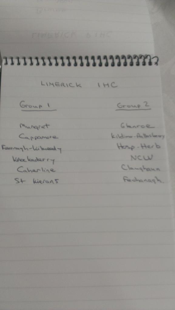 JeromeSport's tweet photo. Limerick IHC draw for 2015 #GAA http://t.co/dwdH78fPmU