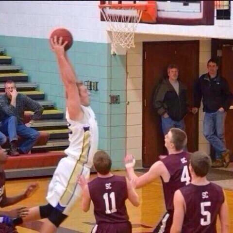 WhiteBballPains's tweet photo. His dad in the bleachers thinking "I told that boy to stop watching those damn Ball Is Life videos" #WhiteBballPains http://t.co/EklXRcH7eY