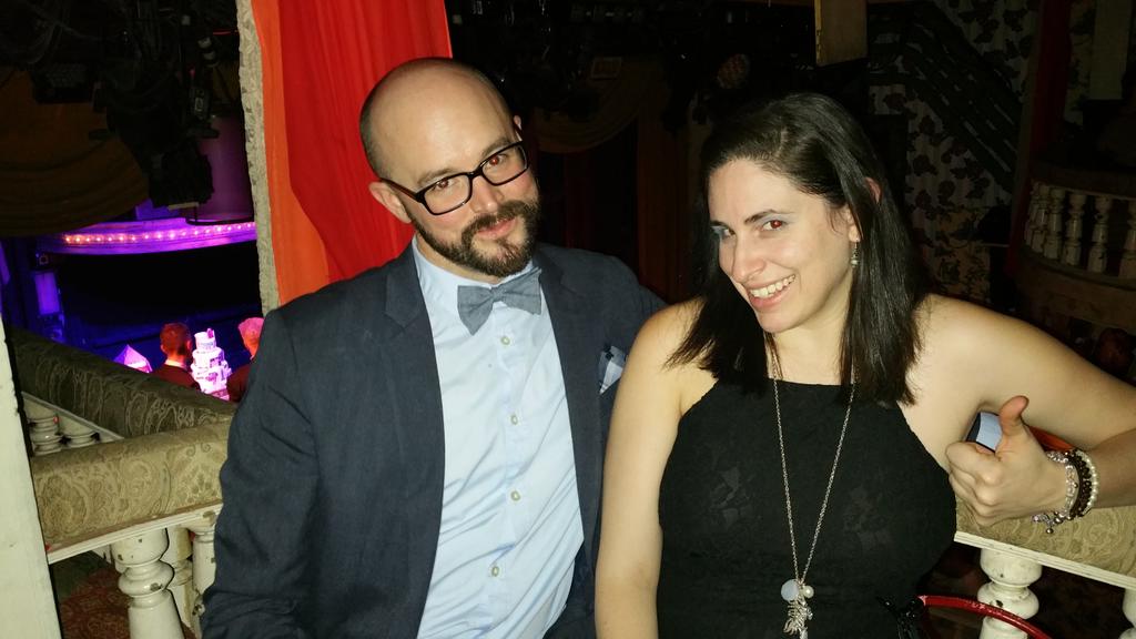 RATheatreCo's tweet image. @gregorekmike @jensandella of @RATheatreCo at the @OnTheTownNYC / @PippinMusical holiday party #theboxsoho #bougie
