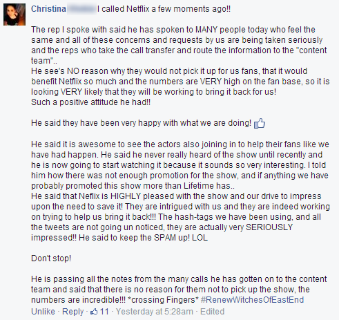 xandy_93's tweet photo. From Facebook! Keep it up, WitchEEs !!!
We're getting there, I can feel it !!!
#RenewWitchesOfEastEnd http://t.co/XXKliTNliM