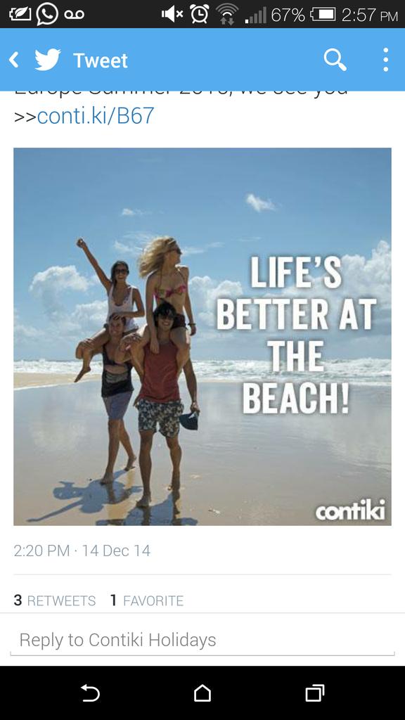 bath_rajinder's tweet photo. #FcLovesContiki @ContikiCAN 
Life is definitely better on a beach! http://t.co/4Ux3EARrcF