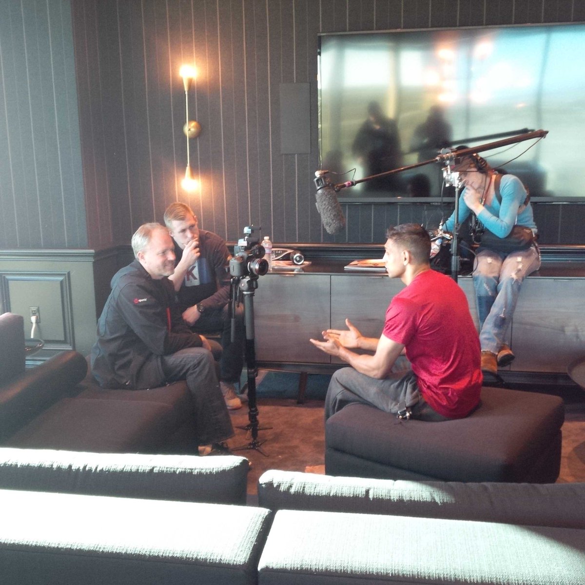 The morning after the fight <a href="/AmirKingKhan/">Amir Khan</a> doing an interview with @ SHOsports after his stunning win #KhanAlexander