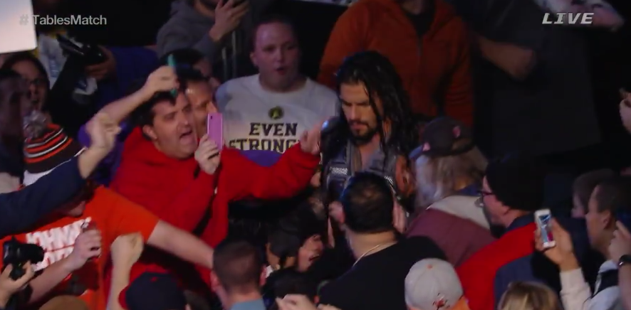 WWE's tweet photo. That's ROMAN REIGNS' music!! 
@WWERomanReigns #WWETLC #TablesMatch http://t.co/qGIvLDK4zM