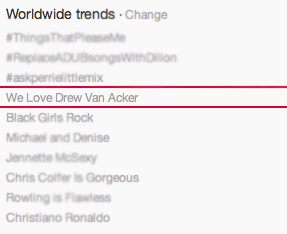 DrewVAckerCrew's tweet photo. Remember when we trended "We Love Drew Van Acker" worldwide? January 16th, 2012. :) http://t.co/3V7iJtEcXk