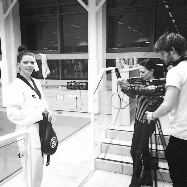 Good filming session with <a href="/MadeInCardiffTV/">Made in Cardiff TV Has Moved!</a> at <a href="/sport_wales/">Wales Sport</a> featuring @Maddiedaviesss <a href="/Bafitness/">Bradley Abeyta</a> @1SarahJayne #wales